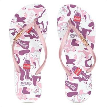 Imagem de Chinelo Coca Cola Bear Camo Rosa e Branco - Feminino-Feminino
