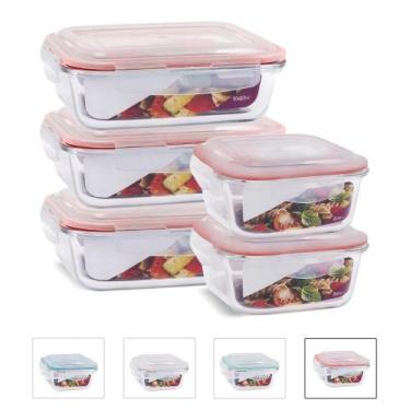 Imagem de 5 Potes Herméticos Marmita Vidro Vários Tamanhos 1040ml e 800ml - U4ho