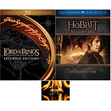 Imagem de O Senhor Dos Anéis Extended Editions Trilogy E O Hobbit Extended Editions Trilogy Conjunto De 24 Discos Blu Ray Inclui Precious Ring Glossy Print Art Card
