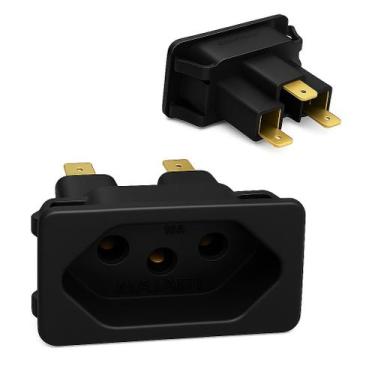 Imagem de Tomada de Embutir Fêmea Painel Caixa de Tomada Preta 3 Pinos 10a - Mai