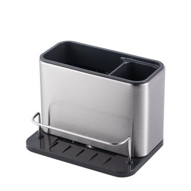 Imagem de Organizador de Pia Escorredor de Talheres em Inox com Compartimentos para Utensílios e...