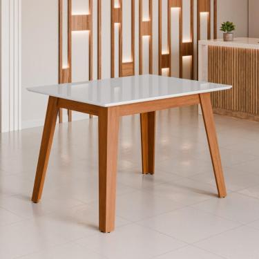 Imagem de Mesa De Jantar Com Vidro 4 Lugares Multimóveis Cr50229 Cinamomo-off White