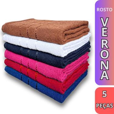 Imagem de Kit 5 Toalhas de Rosto Verona 5 Peças 100% Algodão 220g-m2 Alta Absorção Liso-Sólido Co...