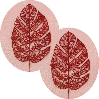 Imagem de Enfeite de Natal Flores Decoração Kit 6 Folhas com Glitter Vermelho Outras Marcas