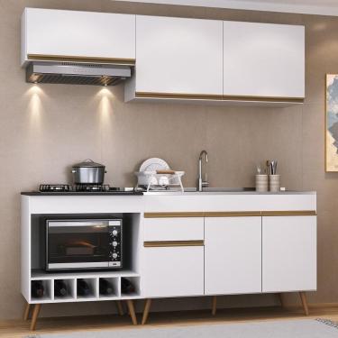 Imagem de Armário Cozinha Modulada Compacta c/ Gabinete p/ Pia e Balcão p/ Cooktop Veneza Multimóveis MP3775