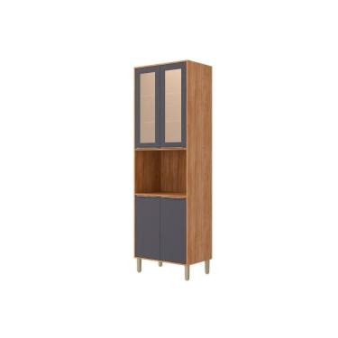 Imagem de Paneleiro de Cozinha Cristaleira Celeste 4 Portas 4 Prateleiras 100% MDF 70CM Cinamomo-...