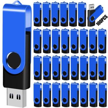 Imagem de Unidade flash EASTBULL, pacote USB 100 de 8 GB com cordões azuis