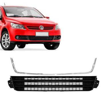 Imagem de Grade Central Parachoque Vw Gol Voyage G5 C/ Friso Cromado - Blawer