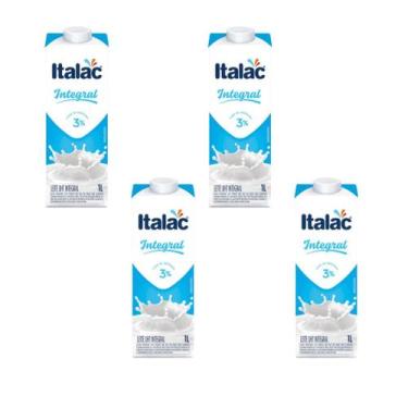 Imagem de Leite Integral Italac 1l UHT Longa Vida - Kit 4 Unidades