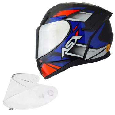 Imagem de Capacete Moto Asx City Start Azul Esportivo Viseira Prata, Azul, 54