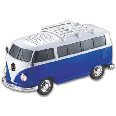 Imagem de Caixa de Som Bluetooth Fusca Azul USB Vintage Portátil - ShopMix