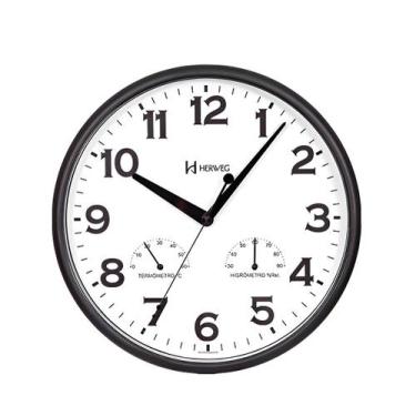 Imagem de Relógio De Parede Temperatura E Umidade Herweg
