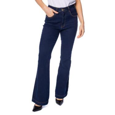 Imagem de Calça Jeans Feminina Max Denim Flare Petit Azul Escuro, Azul escuro, 4