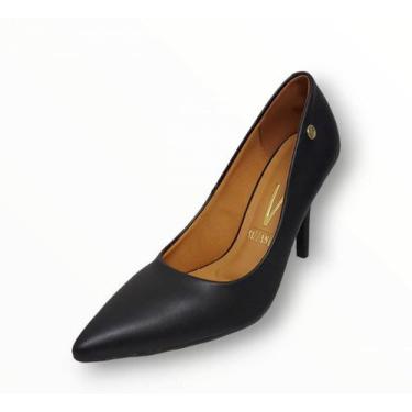 Imagem de Sapato Vizzano Scarpin Social Bico Fino Salto Alto Feminino, Preto, 37