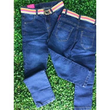 Imagem de Calça Jeans Infantil Femeninno Cinto Colorido - CONFORTO E ESTILO , 8