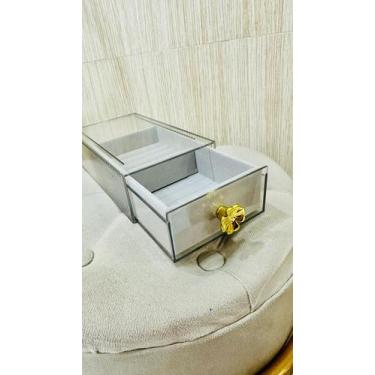 Imagem de Porta Joias Veludo Divisões Gaveta Organizadora Bijuterias - Grazzy Mo