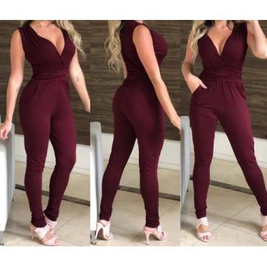 Imagem de Macacão longo Femenino Marsala TAM M - Dona Chica 
