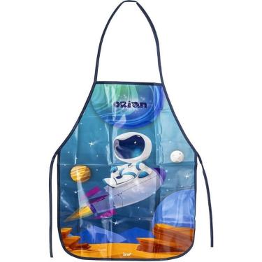 Imagem de Avental Escolar Infantil BRW Orion Astronauta Plástico Maleável Resistente Azul