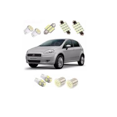 Imagem de Kit Lampadas Led Fiat Punto Teto/Placa/Ré/Farol Tipo Xenon