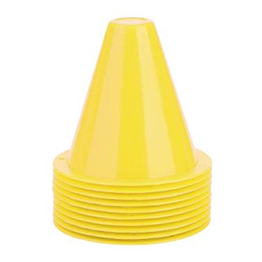 Imagem de MAGT Cones de trânsito, cones de futebol, 10 peças de 9,5 cm de plástico para treinamento esportivo e agilidade, marcadores, para treinamento de futebol em casa, academia, futebol (amarelo)