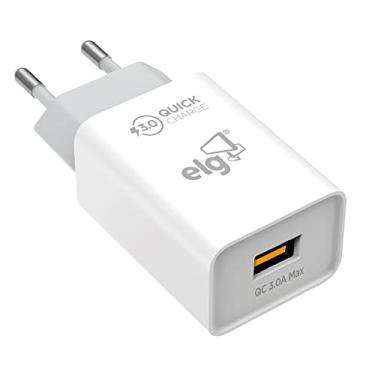 Imagem de ELG, WC1S-QC3, Carregador de Parede Universal, 1 Porta USB QC 3.0A, Carga Rápida Boost Extra, Ampla Compatibilidade, Bivolt Automático, Branco