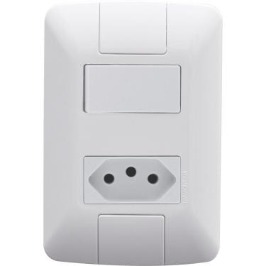 Imagem de Conjunto 4x2 com 1 Interruptor 6 A 250 V e 1 Tomada 2P+T 20 A 250 V Tramontina Aria Branco - Tramontina