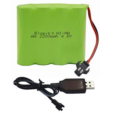 Imagem de Blomiky 4.8V 2200mAH AA NiMH Rechargeable Battery with SM-2P Connector Plug and USB Charger Cable Suitable for SY-E511 RC Excavator RC Vehicle Car Truck Crawler / 4.8V 2200mAh NiMH Battery