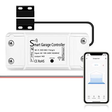 Imagem de AGSHOME Abridor remoto de porta de garagem Wi-Fi inteligente, controle de aplicativos, compatível com Alexa, Google Assistant, sem necessidade de hub com controle de smartphone