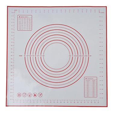 Imagem de Tapete de pastelaria de silicone,tapete de cozimento antiaderente extra grosso 60 x 60 cm 23,6 x 23,6 pol.(Red), Tapete de silicone fondant cozimento crosta torta balc?o Material cozinha Molde b