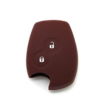 Imagem de CSHU Silicone 2 Botões Car Key Case Cover Chaveiro Ring Key Bag, apto para Renault Kangoo Dacia Scenic Megane Sandero Captur Twingo Modus, Brown