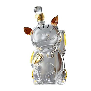 Imagem de SM SunniMix Decantador de vidro em forma de gato com suporte de rolha garrafa de vidro dispensador de bebidas 1000 ml para festa casa restaurante decoração presente