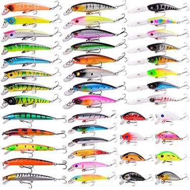 Imagem de Aorace Conjunto de 43 peças de iscas de pesca de robalo, iscas rígidas, Minnow Crankbait Pencil VIB isca de natação para robalo, pike, ajuste em água salgada e doce