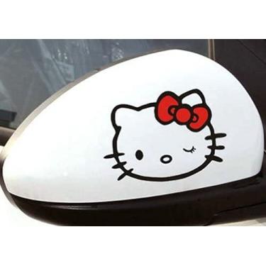 Imagem de STICKY DUDE 2 peças Auto Car Hello Mirror Stickers, branco é impresso, decalque completo - Cute Kitty Car Accessories Stickers Decalques
