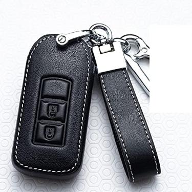 Imagem de TPHJRM Capa de chave de carro capa de couro inteligente, apto para Mitsubishi Outlander Lancer 10 Pajero Sport EX ASX RVR Colt, chave de carro ABS Smart Car Key Fob