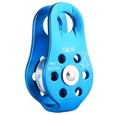 Imagem de TRIWONDER 20 KN polia de resgate de polia de escalada, polia de alavanca única fixa de alumínio para os olhos, corda de rocha, Azul