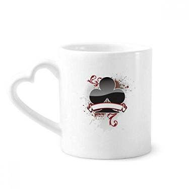 Imagem de Baralho de cartas utensílios de jogo fichas padrão caneca café cerâmica copo de coração de vidro