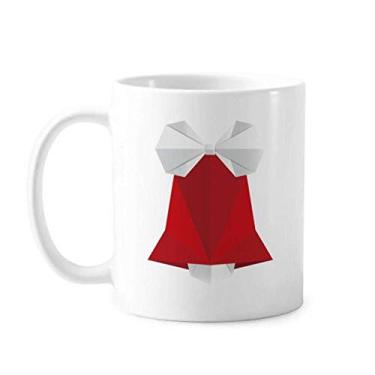 Imagem de Caneca abstrata de Natal com estampa de laço de origami cerâmica xícara de porcelana de café louça