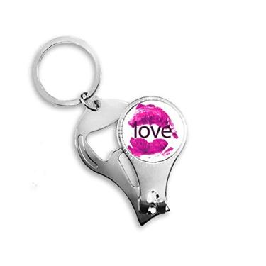 Imagem de Dia dos Namorados Rosa Lip Love Nail Nipper Ring Chaveiro Abridor de Garrafas Cortador