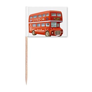 Imagem de Britain UK London Red Double Decker Bus Toothpick Flags Marker Topper Party Decoration