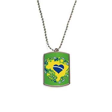 Imagem de Colar com pingente de identificação de cachorro com mapa do Brasil em forma de coração