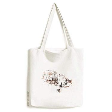 Imagem de British Architecture Bolsa de lona vintage para carro aquarela bolsa de compras casual