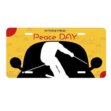 Imagem de DIYthinker Placa de carro preta para esportes de inverno, esboços de esqui, decoração de carro, dia da paz