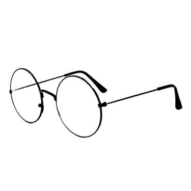 Imagem de Óculos Redondo Armação Trend Hp Unissex Com Lente Sem Grau (All Black)