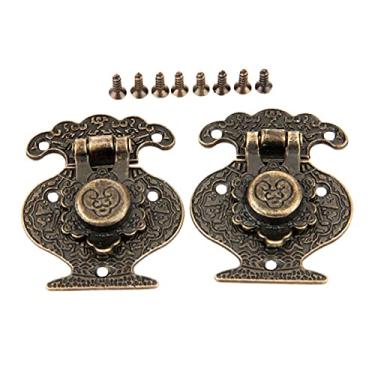 Imagem de 2pcs Antique Bronze Caixa de Trava Hasps Jóias Caixa De Madeira Hasps Hasps Gaveta Latches Bronze Malases Hasp Trava Com Parafusos 40 * 51mm YYDFPIIA