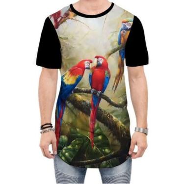 Imagem de Camiseta Long Line Papagaio Arara Vermelha Ave Pássaro 1 - Estilo Vizu