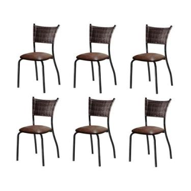 Imagem de Conjunto Com 6 Cadeiras Espanha I Marrom 89 Cm - Mais Decor