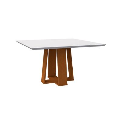 Imagem de Mesa de Jantar Quadrada com Tampo de Vidro Valencia Off White e Ype 135 cm