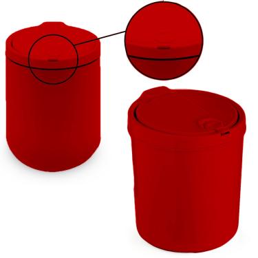Imagem de Lixeira de Pia Cesto de Lixo 3 litros Plástica Click Cozinha Vermelha com Tampa Viel