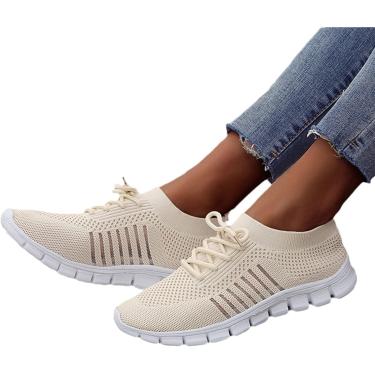 Imagem de Zapatos para correr con cordones Zapatos ortopédicos para caminar para mujer Zapatillas de deporte sin cordones de ocio de verano Zapatos para correr de malla de punto transpirables Zapatos