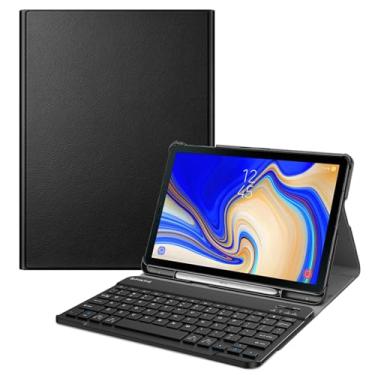 Imagem de Fintie Capa com teclado para Samsung Galaxy Tab S4 10,5 polegadas 2018 Modelo SM-T830/T835/T837, capa fina e leve com teclado Bluetooth sem fio removível, preta